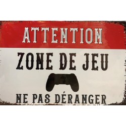 PLAQUE EN BOIS VINTAGE ATTENTION ZONE DE JEU NE PAS DERANGER