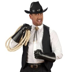 GANT DE COW-BOY/PIRATE NOIR FAUX CUIR