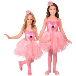 DEGUISEMENT ROBE ENFANT FLAMANT ROSE TAILLE 140 CM 