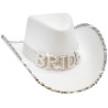 CHAPEAU COW BOY BLANC BRIDE AVEC PERLES 