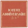 10 SERVIETTES ROUGE JOYEUX ANNIVERSAIRE OR 33 X 33  CM 