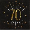 10 SERVIETTES  ETINCELANT METAL OR 70 ANS NOIR 