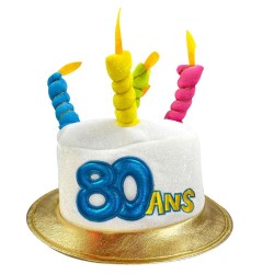 CHAPEAU GATEAU ANNIVERSAIRE 80 ANS 