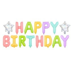 GUIRLANDE BALLONS METALLIQUES GONFLABLE AIR HAPPY BIRTHDAY ROSE GOLD 340 X 35 CM
