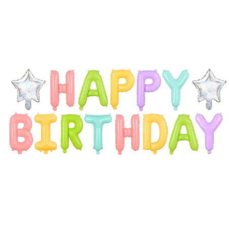 GUIRLANDE BALLONS METALLIQUES GONFLABLE AIR HAPPY BIRTHDAY ROSE GOLD 340 X 35 CM