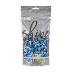50 BALLONS SHINY BLEU 33CM 