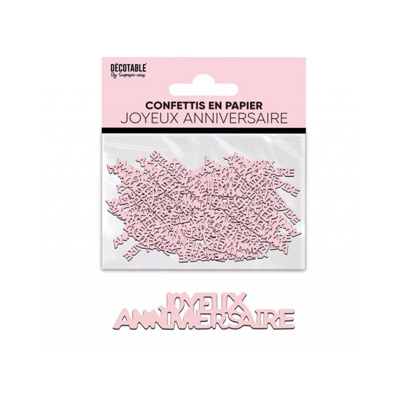 CONFETTIS DE TABLE JOYEUX ANNIVERSAIRE ROSE