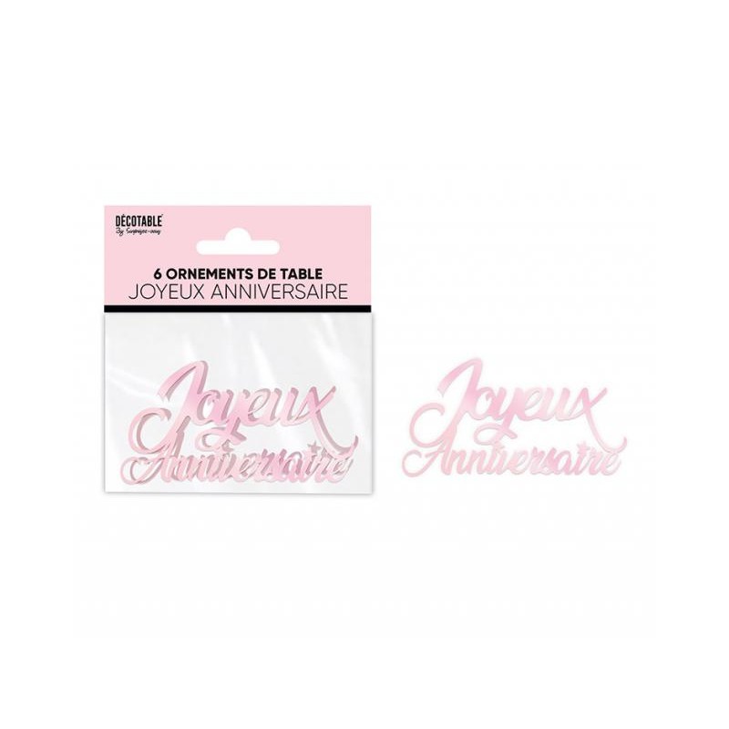 CONFETTIS DE TABLE JOYEUX ANNIVERSAIRE ROSE 13.5 X 4 CM CONFETTIS DE TABLE JOYEUX ANNIVERSAIRE ROSE 13.5 X 4 CM