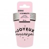 6 GOBELETS  ROSE JOYEUX ANNIVERSAIRE EN NOIR 25 CL 
