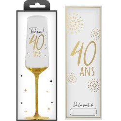 COFFRET CADEAU FLUTE TRANSPARENT 40 ANS EN OR