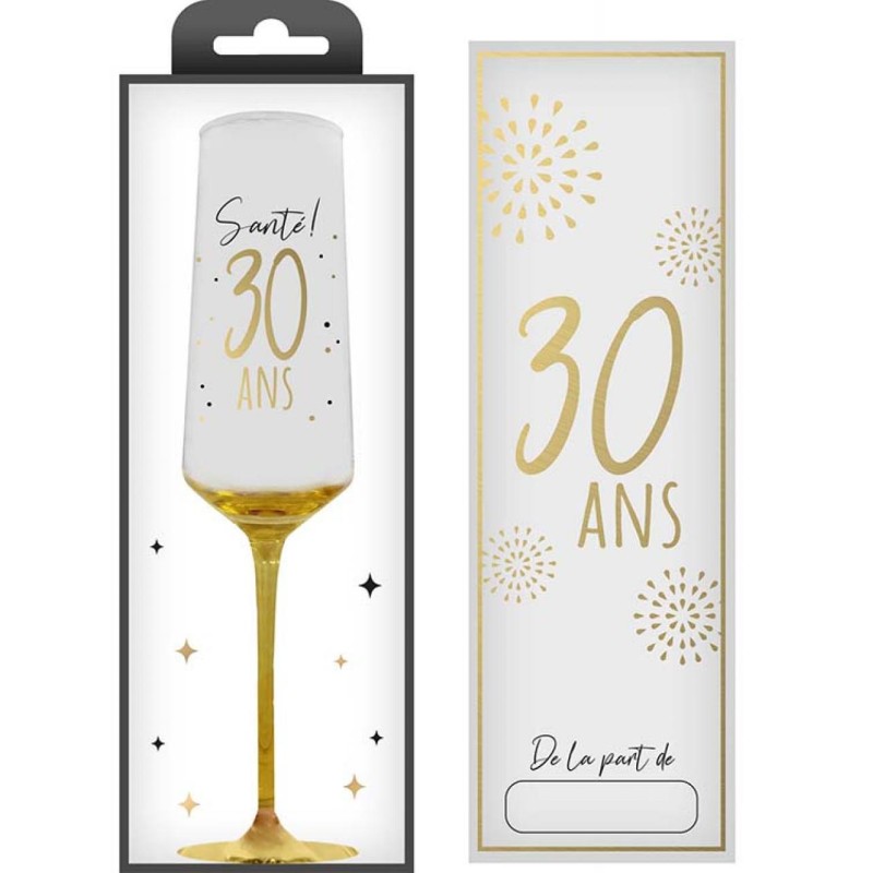 COFFRET CADEAU FLUTE TRANSPARENT 30 ANS EN OR COFFRET CADEAU FLUTE TRANSPARENT 30 ANS EN OR