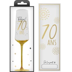 COFFRET CADEAU FLUTE TRANSPARENT 70 ANS EN OR