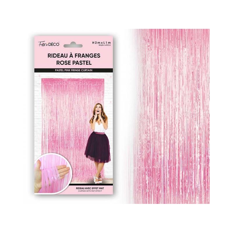 RIDEAU A FRANGES METALLIQUE ROSE CLAIR RIDEAU A FRANGES METALLIQUE ROSE CLAIR