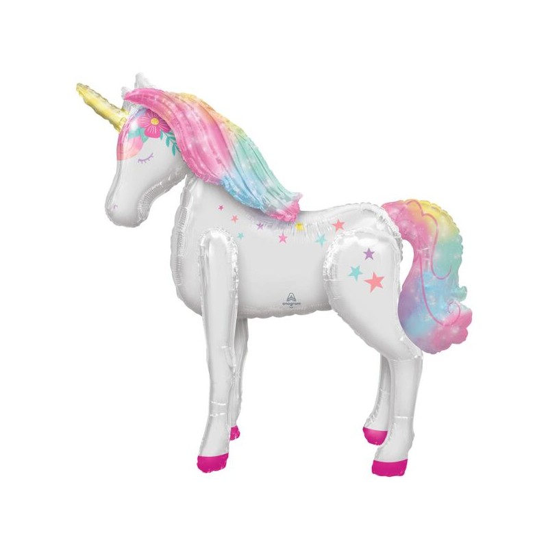 BALLON METALLIQUE MARCHEUR AIRWALKEUR GRANDE LICORNE PASTEL 116 X 106 CM BALLON METALLIQUE MARCHEUR AIRWALKEUR GRANDE LICORNE PASTEL 116 X 106 CM