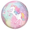 BALLON METALLIQUE ORBZ  38 X 40 CM  LICORNE ENCHANTEE PASTEL