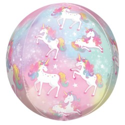 BALLON METALLIQUE ORBZ  38 X 40 CM  LICORNE ENCHANTEE PASTEL