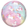 BALLON METALLIQUE ORBZ  38 X 40 CM  LICORNE ENCHANTEE PASTEL