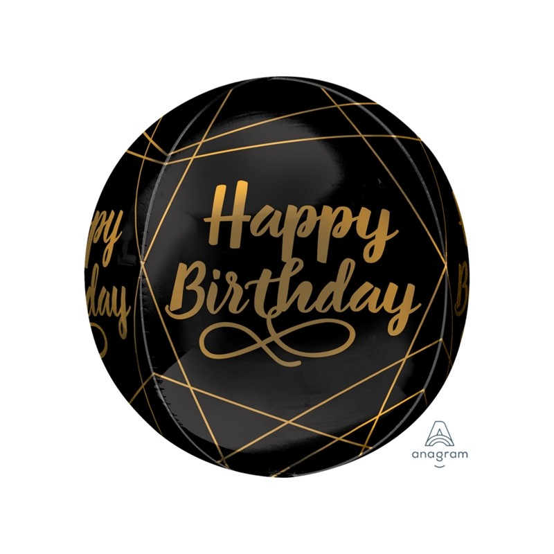 BALLON METALLIQUE ORBZ NOIR HAPPY BIRTHDAY OR GOLDEN AGE 38 X 40 CM BALLON METALLIQUE ORBZ NOIR HAPPY BIRTHDAY OR GOLDEN AGE 38 X 40 CM