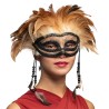 DEMI-MASQUE VOODOO MARRON AVEC PLUME