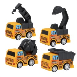 SET 4 VOITURES DE CHANTIER A TIRER 5.5 X 3 CM 