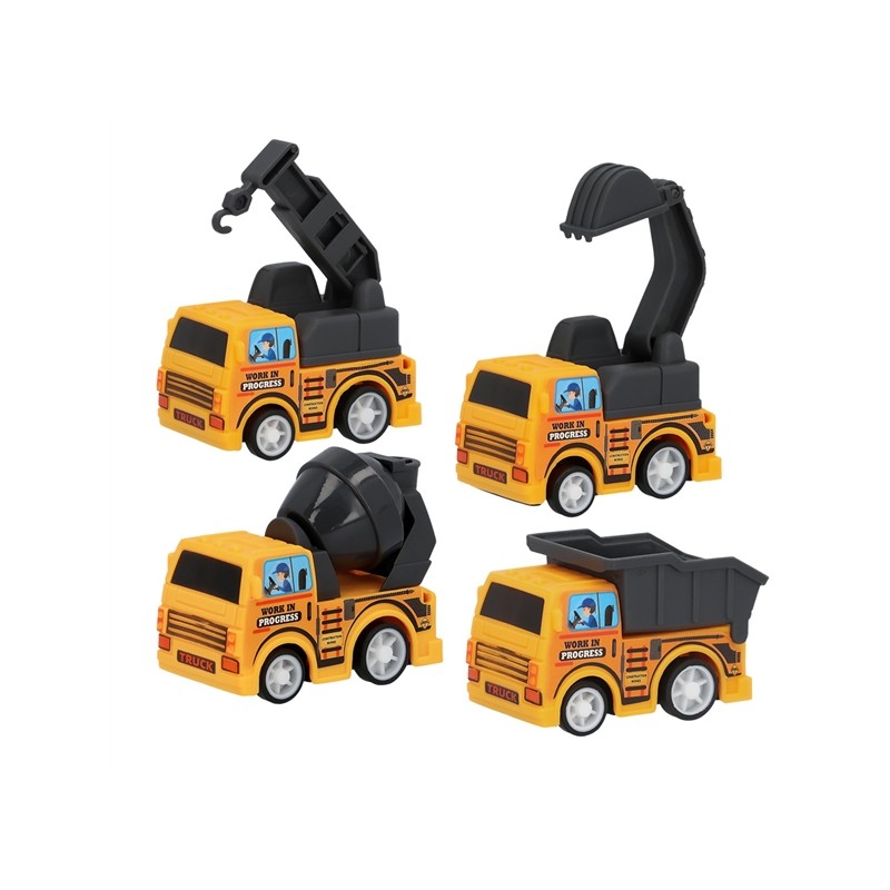 SET 4 VOITURES DE CHANTIER A TIRER 5.5 X 3 CM SET 4 VOITURES DE CHANTIER A TIRER 5.5 X 3 CM