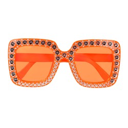 LUNETTE ORANGE AVEC STRASS ARGENT 