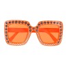 LUNETTE ORANGE AVEC STRASS ARGENT 