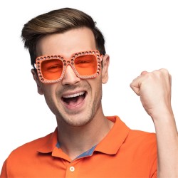 LUNETTE ORANGE AVEC STRASS ARGENT 