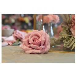 4 TETES DE ROSE VIEUX ROSE 11 CM X 6 CM 