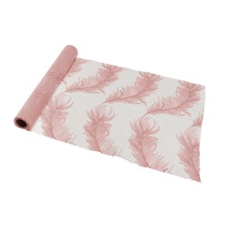 CHEMIN DE TABLE AIGRETTE ROSE POUDRE 27 CM X 3M
