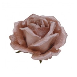 TETE DE ROSE VELOURS ROSE POUDRE 28 CM X 18 CM 