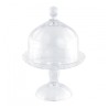 PLATEAU VERRE PETUNIA SUR PIED AVEC CLOCHE DIA 16.4 CM X 23 CM 