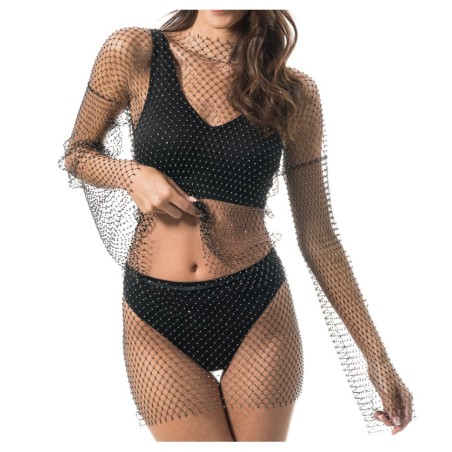TOP FESTIVAL MAILL RESILLE ET STRASS NOIR 
