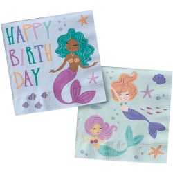 20 SERVIETTES PAPIER SIRENE MERMAID MAGIC 33 X 33 CM