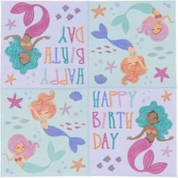 20 SERVIETTES PAPIER SIRENE MERMAID MAGIC 33 X 33 CM