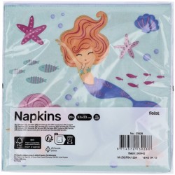 20 SERVIETTES PAPIER SIRENE MERMAID MAGIC 33 X 33 CM