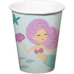 8 GOBELETS EN CARTON SIRENE MERMAID MAGIC 250 ML