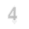 BOUGIE CHIFFRE 4 PAILLETTE ARGENT 7 CM