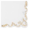 12 SERVIETTES PAPIER BLANC ET OR BORDURES ARABESQUES S33 X 33 CM