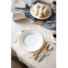 12 SERVIETTES PAPIER BLANC ET OR BORDURES ARABESQUES S33 X 33 CM