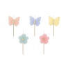 5 BOUGIES D'ANNIVERSAIRE FLEURS ET PAPILLONS PASTEL