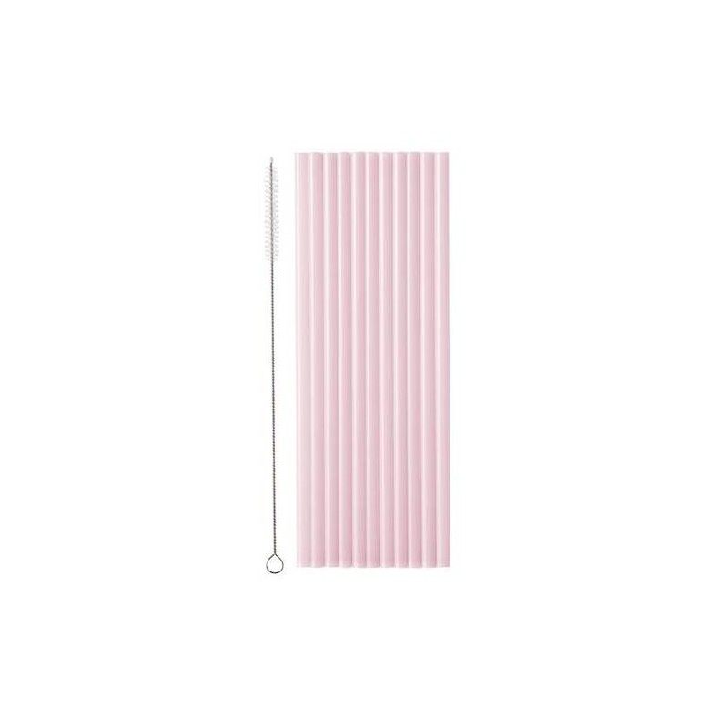 12 PAILLES EN PLATIQUE REUTILISABLE ROSE CLAIR 23 CM 12 PAILLES EN PLATIQUE REUTILISABLE ROSE CLAIR 23 CM