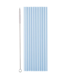 12 PAILLES EN PLATIQUE REUTILISABLE BLEU CIEL 23 CM