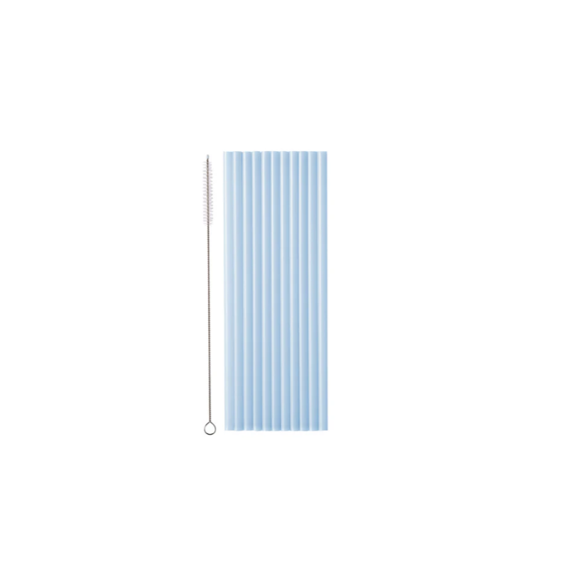 12 PAILLES EN PLATIQUE REUTILISABLE BLEU CIEL 23 CM