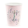 6 GOBELETS ROSE PALE HAPPY BIRTHDAY 220 ML