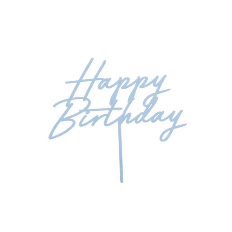TOP OU PIQUE GATEAU CAKE TOPPER HAPPY BIRTHDAY BLEU CIEL