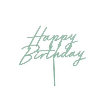 TOP OU PIQUE GATEAU CAKE TOPPER HAPPY BIRTHDAY MENTHE OU VERT PASTEL