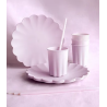 4 ASSIETTES EN PLASTIQUE REUTILISABLE LILAS 22 CM DE DIAMETRE