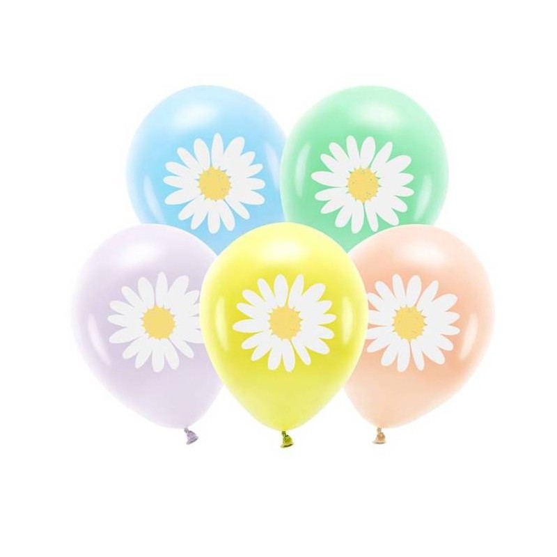 SACHET DE 6 BALLONS LATEX MARGUERITE SUR PASTEL 30 CM SACHET DE 6 BALLONS LATEX MARGUERITE SUR PASTEL 30 CM