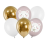 6 BALLONS LATEX PETIT OURSON BLANC ET OR